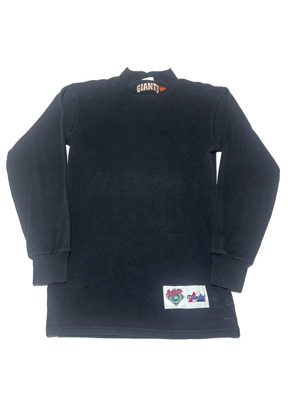 San Francisco Giants SF Mock Neck Turtleneck Medium Majestic Vintage MLB Black